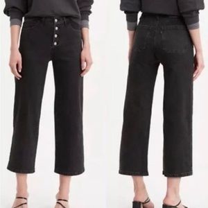 Levi’s Black Mile High Cropped Wide Leg Jeans